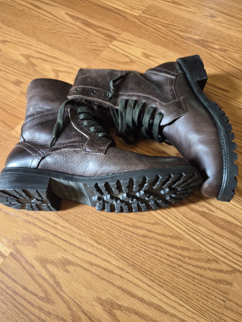Men's Kenneth Cole Brown Leather Lace-Up Combat Boots